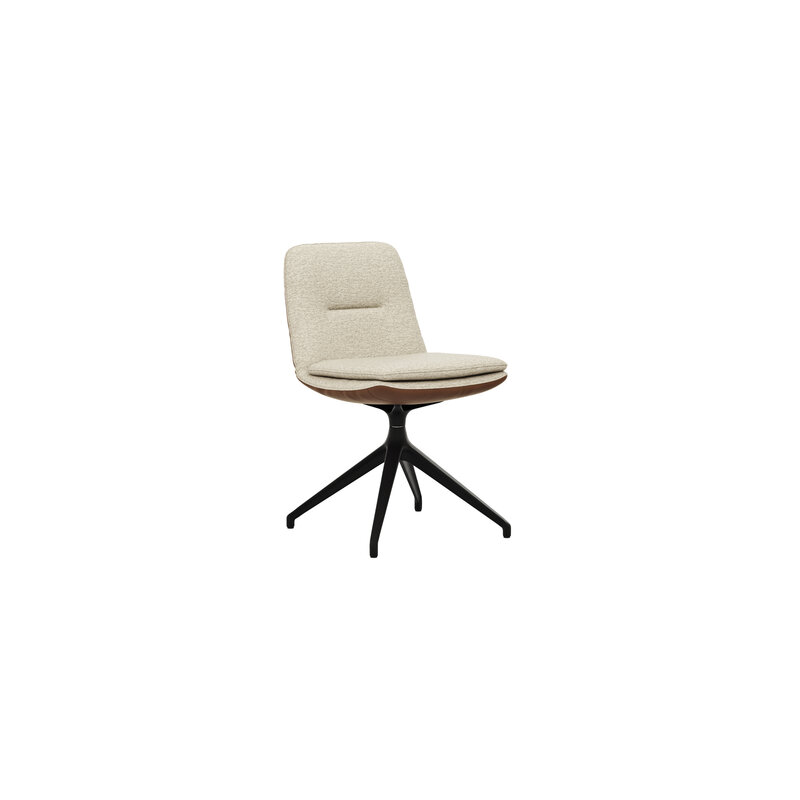 Polsterstuhl Macano - drehbar, Stoff & Leder, Beige, Cognac