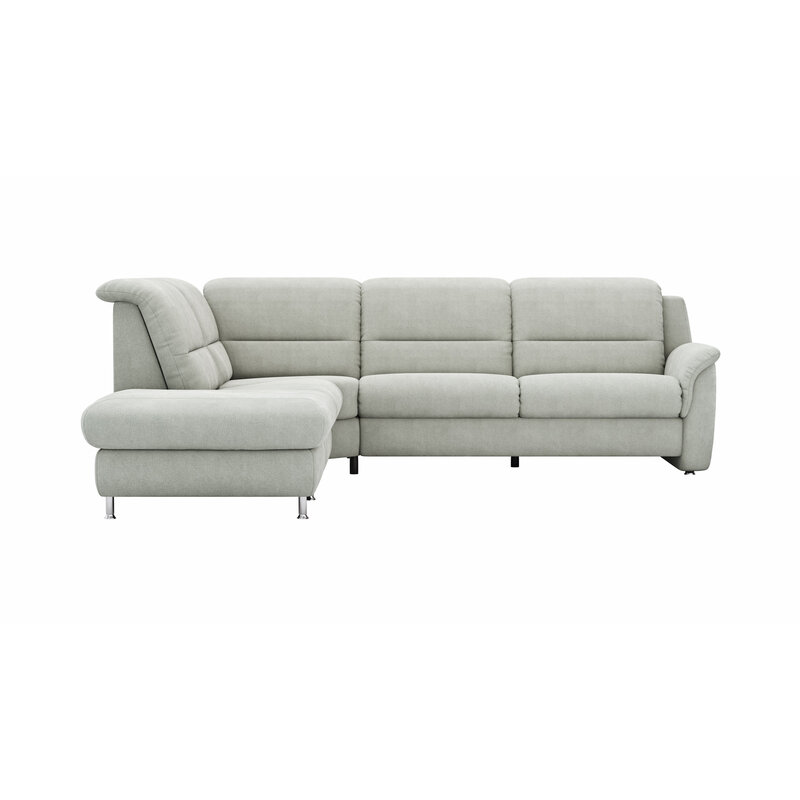 Ecksofa Cornella Plus - Ecke und Abschlussteil mit 2-Sitzer rechts, Stoff, Granit