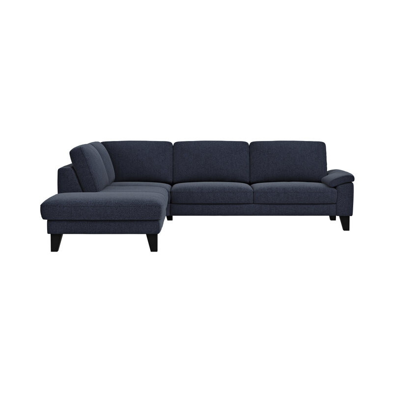 Ecksofa Oviedo - Ecke links mit 2,5-Sitzer inkl. Drehsitz, Stoff, Dunkelblau