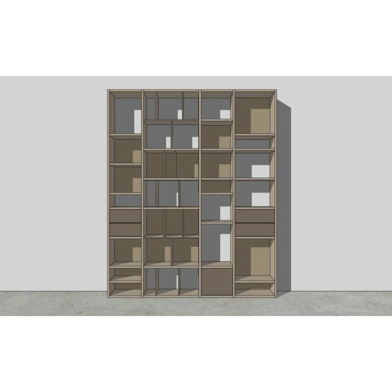 Regal 3900 - BHT ca. 213x255x35 cm, Lack, Bisquit, Graubeige, Bronze hell