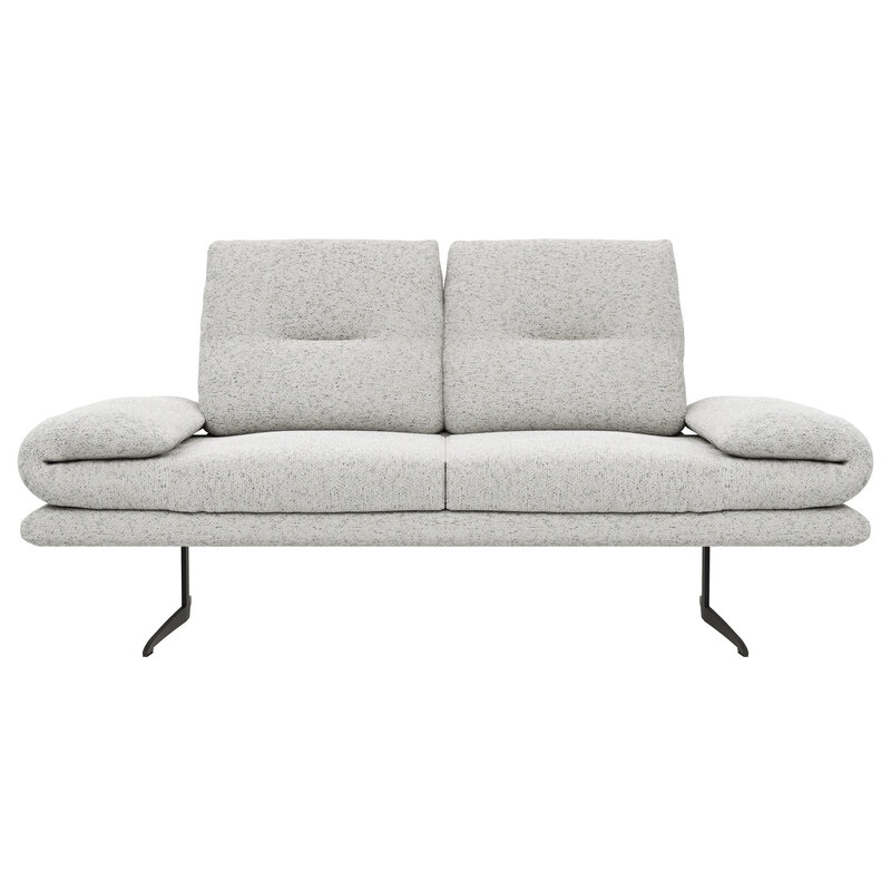 Sofa Lucero 2.0 - 2-Sitzer klein inkl. Drehsitz, Rollout-Armlehne und Sitztiefe verstellbar, Stoff, Offwhite