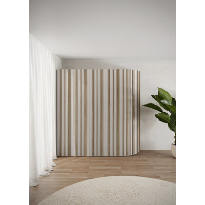 Drehtürenschrank Solina Stave - B ca. 240cm, Lack matt Taupe, furniert Nussbaum bianco
