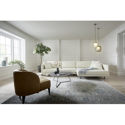 Ecksofa Cuneo Klassik - 2-Sitzer, Longchair rechts, Boucle, Creme
