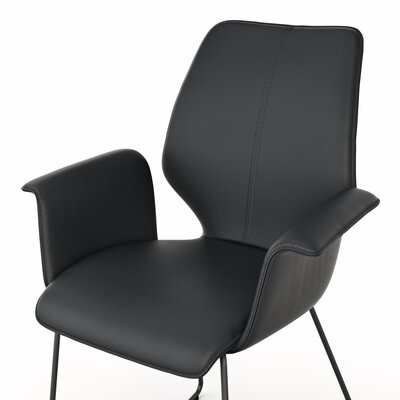 Armlehnstuhl Penthouse - Leder, Schwarz, Kufen, Anthrazit