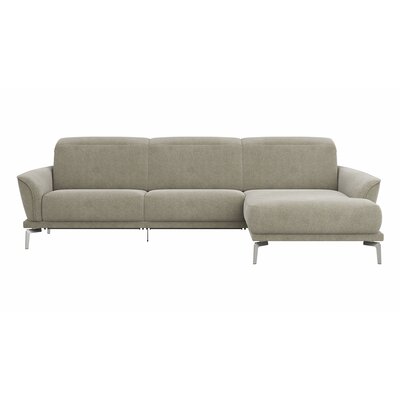 Ecksofa Amadena - 2-Sitzer mit Longchair rechts inkl. Relaxfunktion motorisch, Stoff, Limone 144966