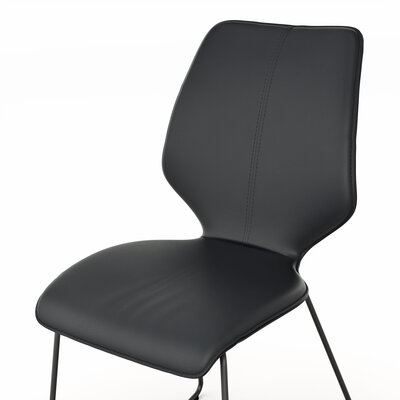 Stuhl Penthouse - Leder, Schwarz, Kufen, Anthrazit