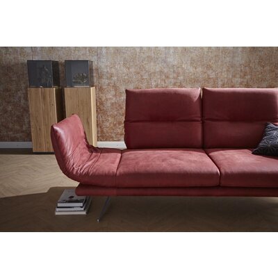 Sofa Lucero - 2,5-Sitzer inkl. Rückenlehne/Armlehne/Sitztiefe verstellbar und drehbares Sitzelement, Leder, Weinrot