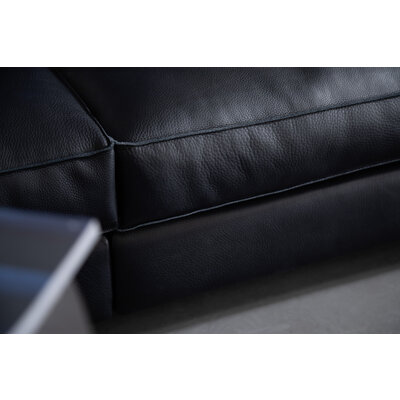 Sofa Aprino 1 - 4-Sitzer XXL, Leder, Schwarz, Armlehne Block