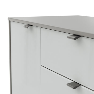 Kommode Marbella - Lack, Grau, Glas, Weiß