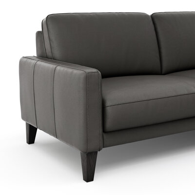 Ecksofa Matero - 2,5-Sitzer mit Longchair rechts inkl. Relaxfunktion motorisch, Leder, Anthrazit