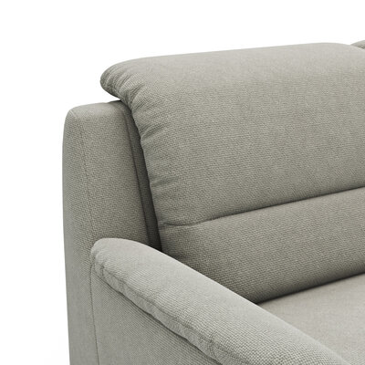 Ecksofa Cornella Plus - 2-Sitzer mit Ecke und Abschlussteil rechts inkl. Relaxfunktion (motorisch) und Kopfteilverstellung, Stoff, Nougat