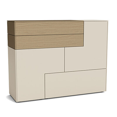 Highboard 3900 - BHT ca. 143x111x45 cm, Lack, Kaschmir, Eiche Milk 1291431386