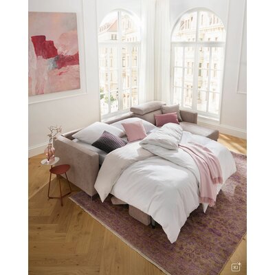 Ecksofa Lumaria Pro - 2,5-Sitzer mit Longchair rechts inkl. Schlaffunktion, Stoff, Hellgrau