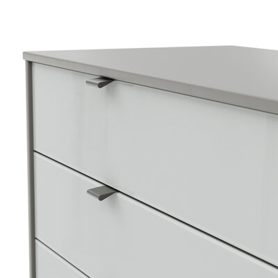 Kommode Marbella - Lack, Grau, Glas, Weiß