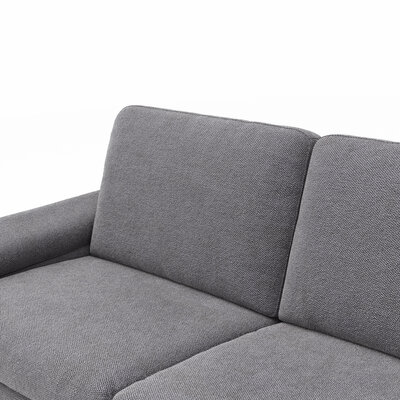 Ecksofa Enna - 3-Sitzer mit Ecke rechts, inkl. Sitzvorzug (motorisch), Stoff, Kiesel