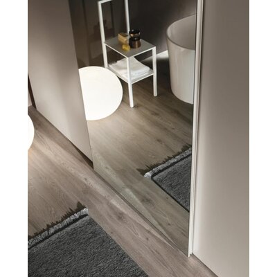 Schiebetuerenschrank Loretto - B ca. 304 cm, Lack, Hellgrau, Spiegel