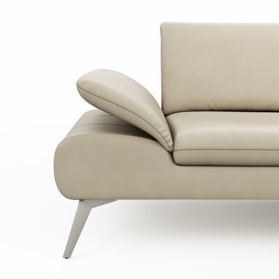 Ecksofa Collina - 2,5-Sitzer, Longchair rechts, inklusive Kopfstütze, Leder, Ecru