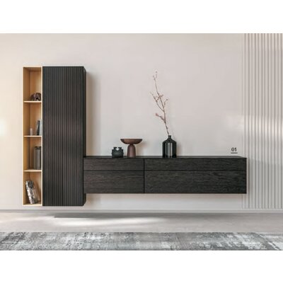 Highboard 3900 - Hängend, Eiche, Anthrazit, Lack, Mandel 133144