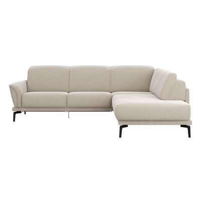 Ecksofa Amadena - 2-Sitzer mit Ecke rechts inkl. Relaxfunktion motorisch, Sitzvorzug und Kopfteilverstellung, Stoff, Creme 145983