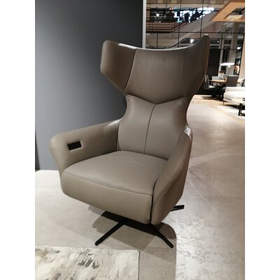 Sessel Noto Relax II - Rückenlehne und Fußteil verstellbar (motorisch), Leder, Grau