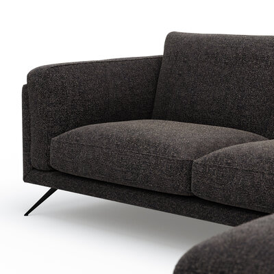 Ecksofa Valdemoro - 2,5-Sitzer mit Longchair rechts inkl. Rückenlehne verstellbar, Stoff, Anthrazit
