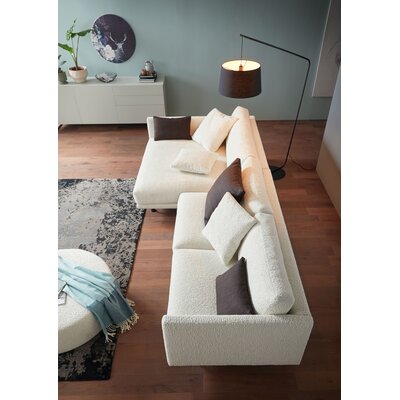 Ecksofa Cuneo Klassik - Longchair links, 2-Sitzer, Boucle, Creme