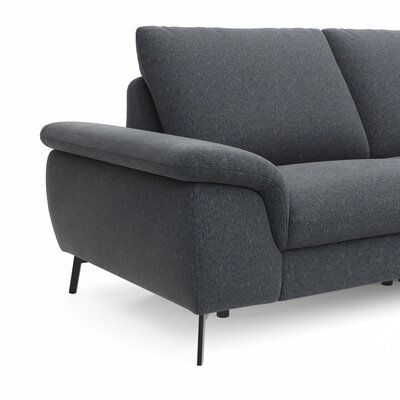 Ecksofa Gotera - 1,5-Sitzer med + 1,5-Sitzer med mit Longchair groß rechts inkl. Schlaffunktion (teilmotorisch), Armlehne klappbar, Rückenlehne verstellbar  und einmal Relaxfunktion (teilmotorisch), Stoff, Anthrazit
