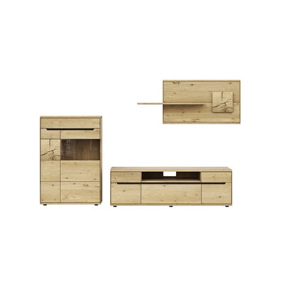 Wohnwand Amora - Wildeiche massiv bianco 114999