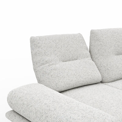 Sofa Lucero 2.0 - 2-Sitzer klein inkl. Drehsitz, Rollout-Armlehne und Sitztiefe verstellbar, Stoff, Offwhite
