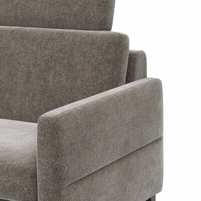 Ecksofa Arima N - Longchair mit 2,5-Sitzer rechts inkl. Relaxfunktion und Kopfstütze motorisch, Stoff, Mocca