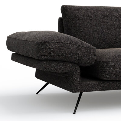 Ecksofa Valdemoro - 2,5-Sitzer mit Longchair rechts inkl. Rückenlehne verstellbar, Stoff, Anthrazit
