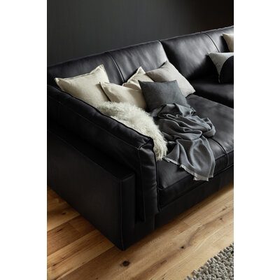 Sofa Aprino 3 - 4-Sitzer XXL, Dickleder, schwarz, Armlehne Kissen