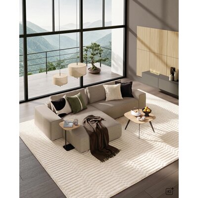 Couchtisch Volaris U - BHT ca. 50x40x50 cm, Eiche massiv, Bianco