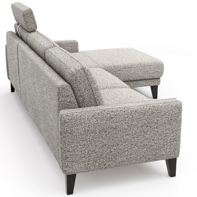 Ecksofa Matero - 2,5-Sitzer mit Longchair rechts inkl. Relaxfunktion motorisch, Stoff, Graubeige