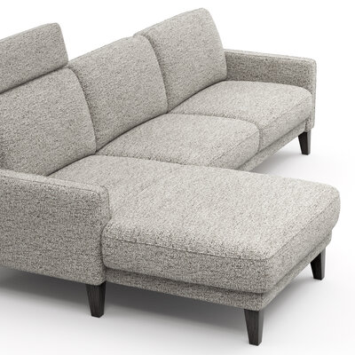 Ecksofa Matero - Longchair + 2,5-Sitzer rechts inkl. Relaxfunktion motorisch, Stoff, Graubeige