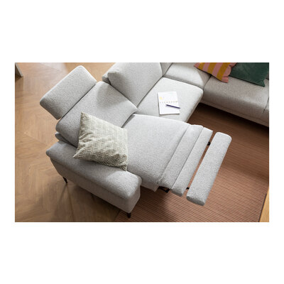Ecksofa Matero - 2-Sitzer mit Ecke rechts inkl. Relaxfunktion motorisch und Sitzvorzug, Stoff, Hellgrau