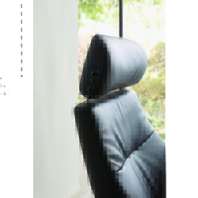 Relaxsessel Avina - Drehbar inkl. Rücken und Kopfteilverstellung, Leder, Schwarz, Holzschale Nußbaum