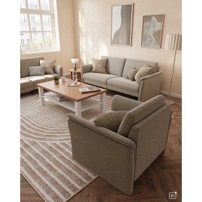 Sofa Gomera - 3-Sitzer inkl. Armlehne klappbar, Stoff, Graubeige