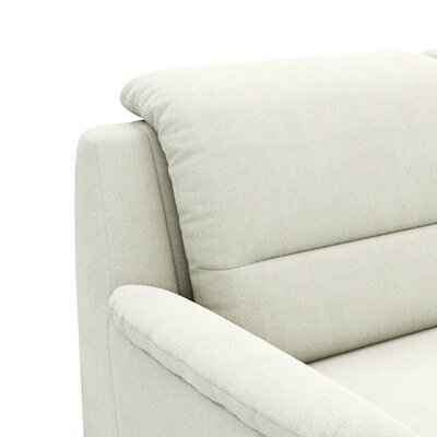 Ecksofa Cornella Plus - 2-Sitzer links mit Ecke und Abschlussteil rechts, Stoff, Creme