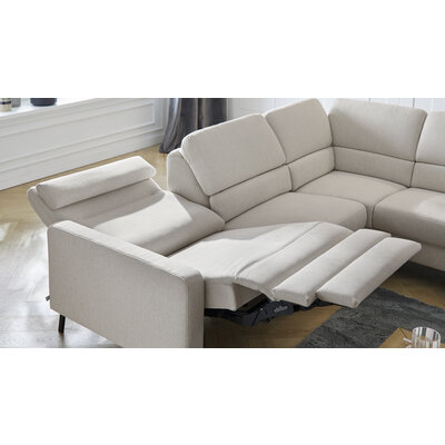 Ecksofa Valera - 3-Sitzer mit Ecke rechts inkl. Rückenlehne verstellbar und Relaxfunktion motorisch, Stoff, Natur