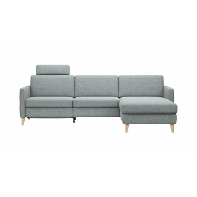 Ecksofa Arima N - 2,5-Sitzer, Longchair rechts, Relaxfunktion, Sitzvorzug (motorisch), Stoff, Hellgrau 9151340