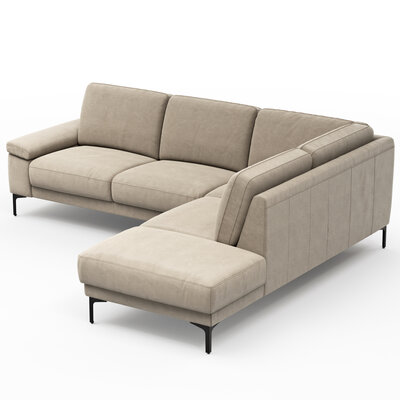 Ecksofa Matero - 2-Sitzer mit Ecke rechts, Leder, Taupe