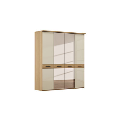 Drehtürenschrank Lenoso - B. ca. 200 cm, Glas Champagner, Spiegel 108610