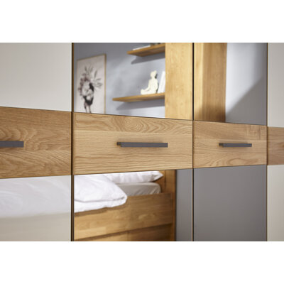 Drehtürenschrank Lenoso - B. ca. 200 cm, Glas Champagner, Spiegel