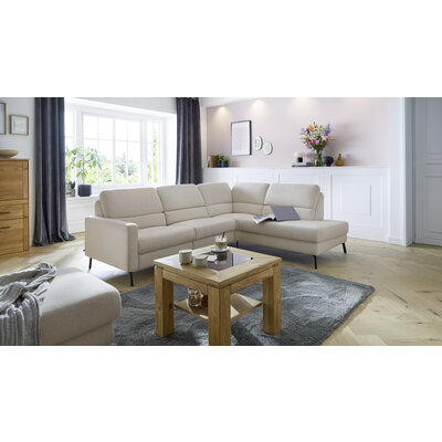 Ecksofa Valera - 3-Sitzer mit Ecke rechts inkl. Rückenlehne verstellbar und Relaxfunktion motorisch, Stoff, Natur