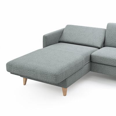 Ecksofa Arima N - Longchair links, 2,5-Sitzer, Relaxfunktion, Sitzvorzug (motorisch), Stoff, Hellgrau