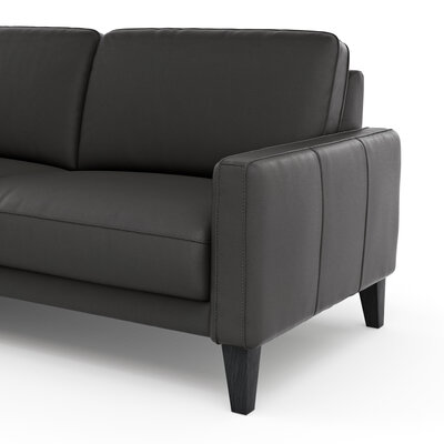 Ecksofa Matero - Longchair mit 2,5-Sitzer rechts, Leder, Anthrazit