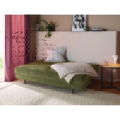 Schlafsofa Carmona - 2-Sitzer inkl. Schlaffunktion und Bettkasten, Stoff, Grün