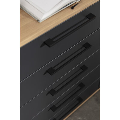 Kommode Viana - Balkeneiche furniert, Anthrazit