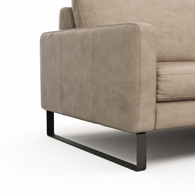Sofa Enna - 3,5-Sitzer, Armlehne A, Leder, Taupe, Kufe, Schwarz